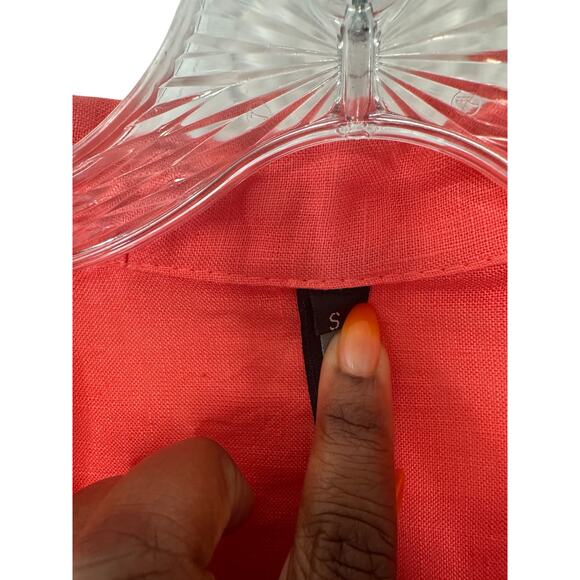 Inizio Pink Short‎ Sleeve V-Neck Lagenlook Coastal Ribbed Linen Dress Small - Picture 3 of 11